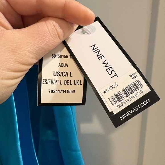 Nine West Aqua Blue Sleeveless Top Blouse Bow - Picture 3 of 5